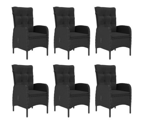 vidaXL 7-tlg. Garten-Essgruppe Schwarz