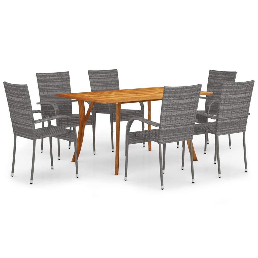 

vidaXL 7 Piece Patio Dining Set Gray