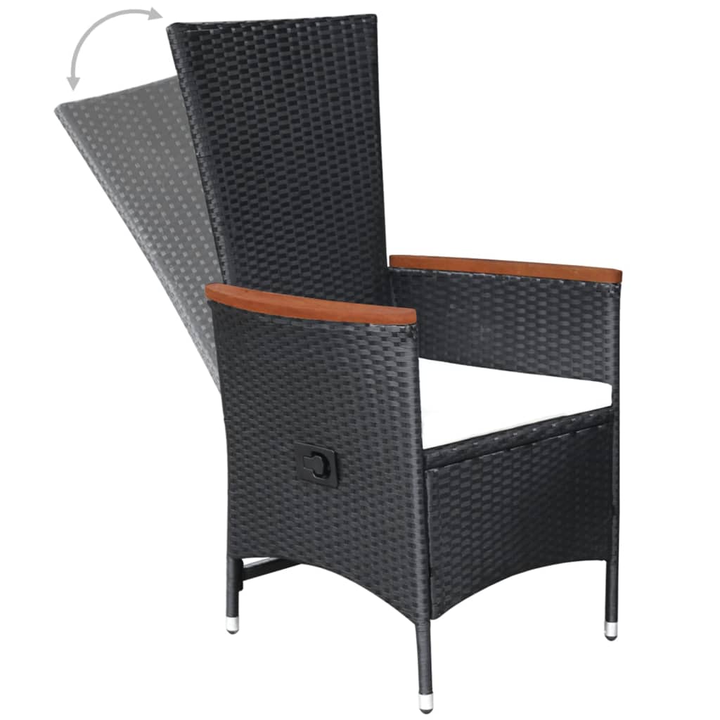 Set mobilier de grădină, 5 piese, negru