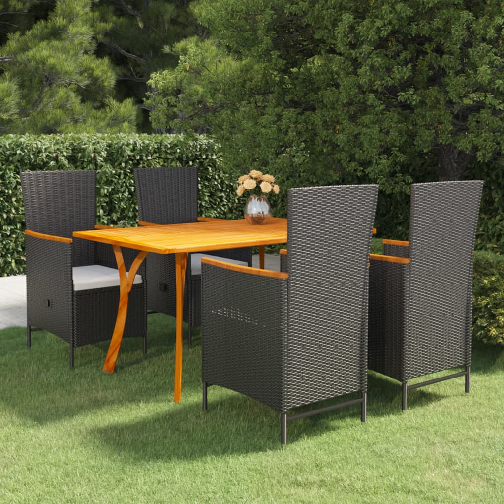 vida XL 5-tlg. Garten-Essgruppe Schwarz