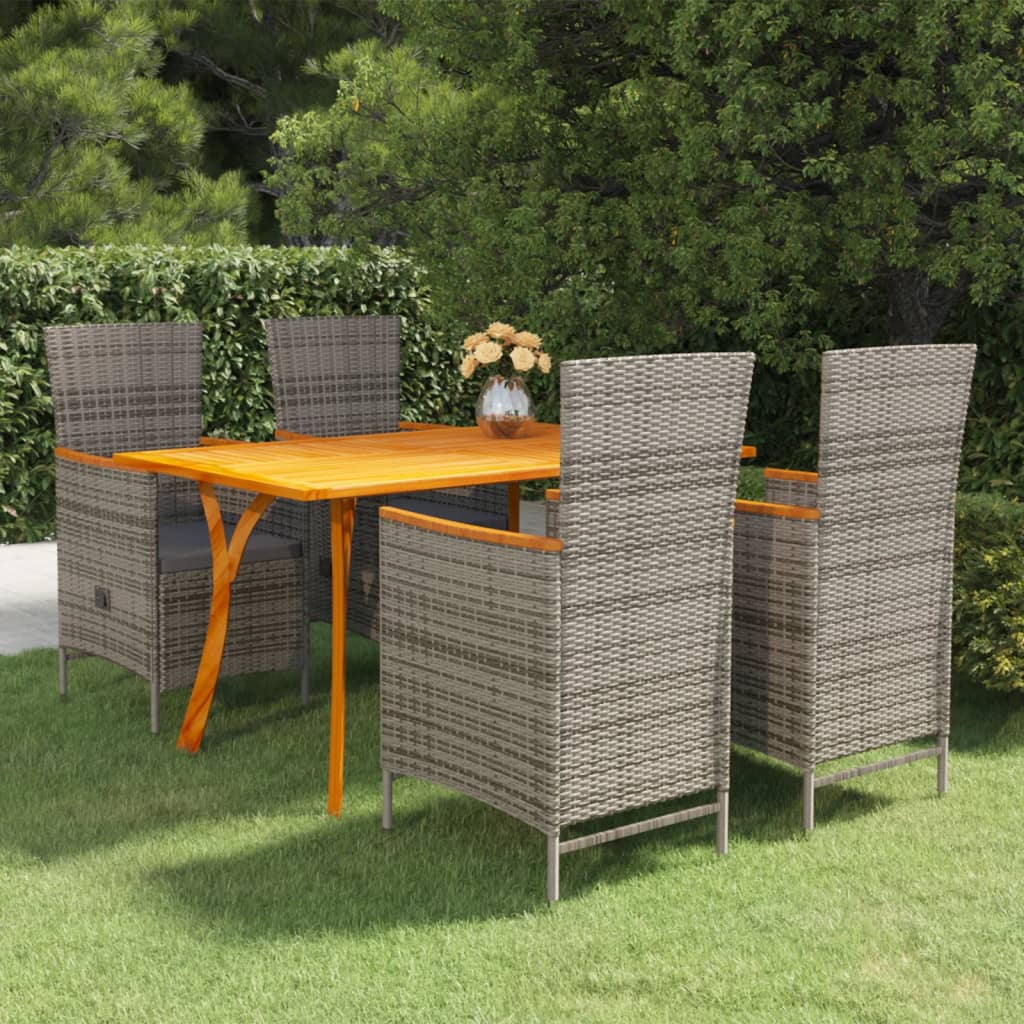 vidaXL Set de masă pentru grădină, 5 piese, gri