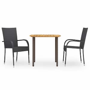 vidaXL 3-osaline aiam&ouml;&ouml;bli komplekt, pol&uuml;rotang, must