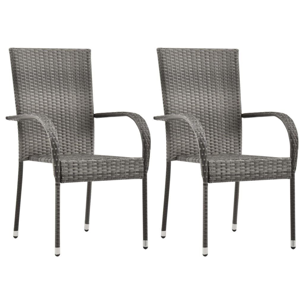 

vidaXL 3-delige Tuinset poly rattan grijs