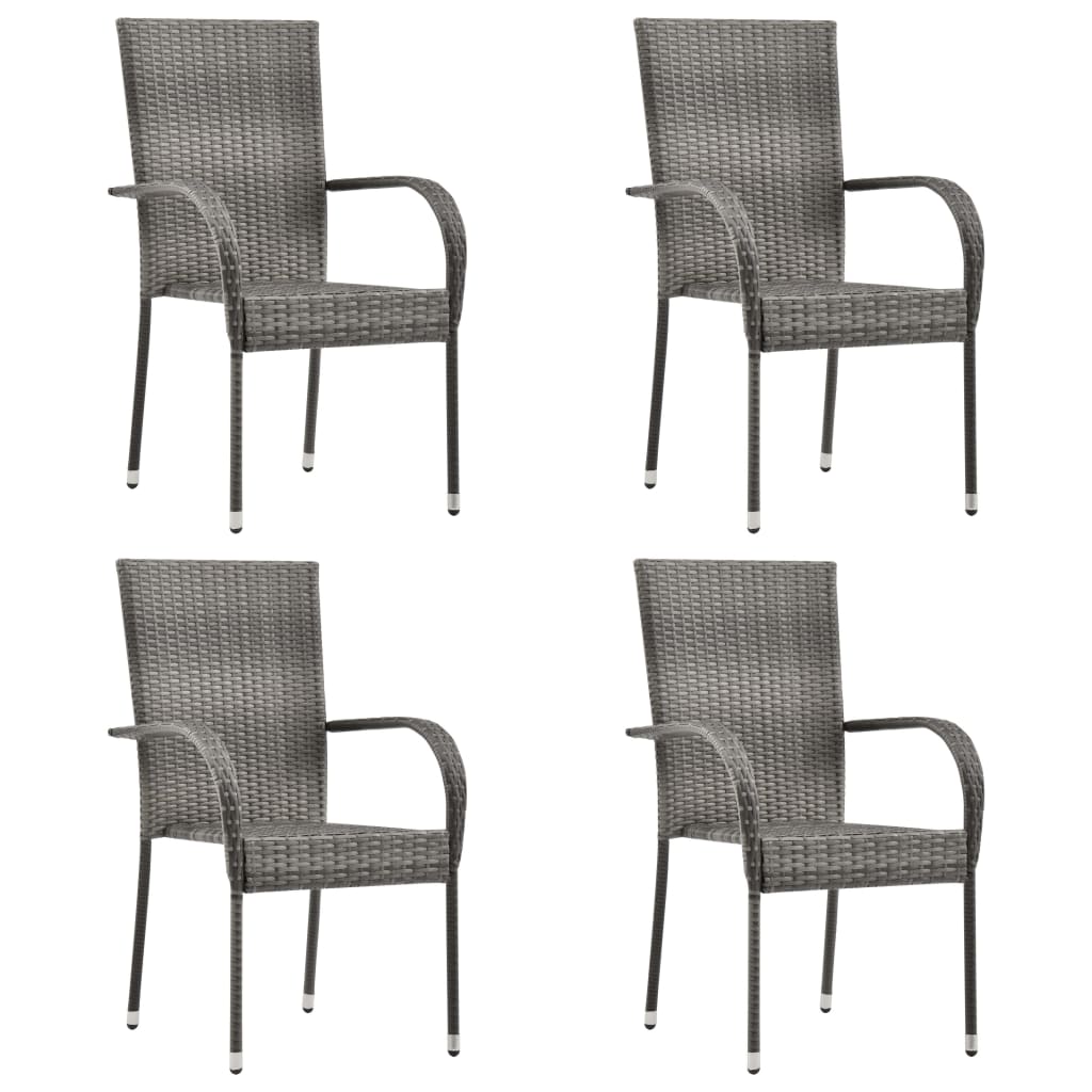 vidaXL 5-delige Tuinset poly rattan grijs afbeelding