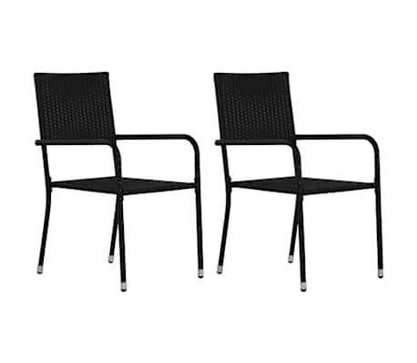 vidaXL 3 Piece Garden Dining Set Poly Rattan Black