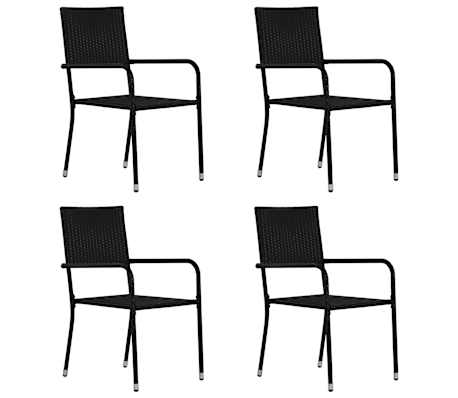 vidaXL 5-tlg. Garten-Essgruppe Poly Rattan Schwarz