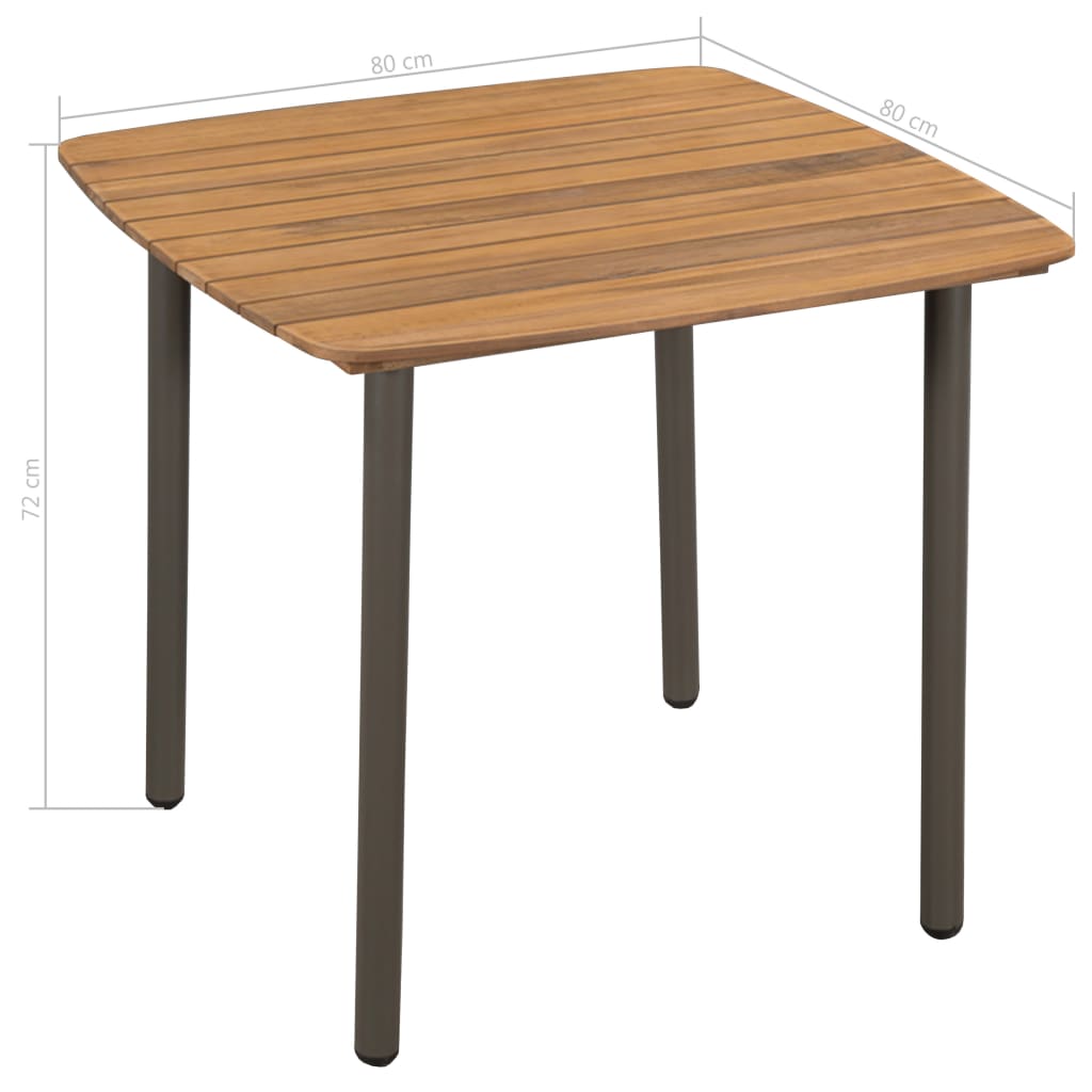 Zestaw jadalniany do ogrodu - Stół + 4 krzesła, drewno akacjowe, stal, rattan PE, antracytowy, 80x80x72 cm