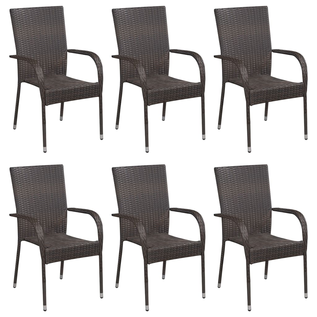 vidaXL 7-delige Tuinset poly rattan bruin afbeelding