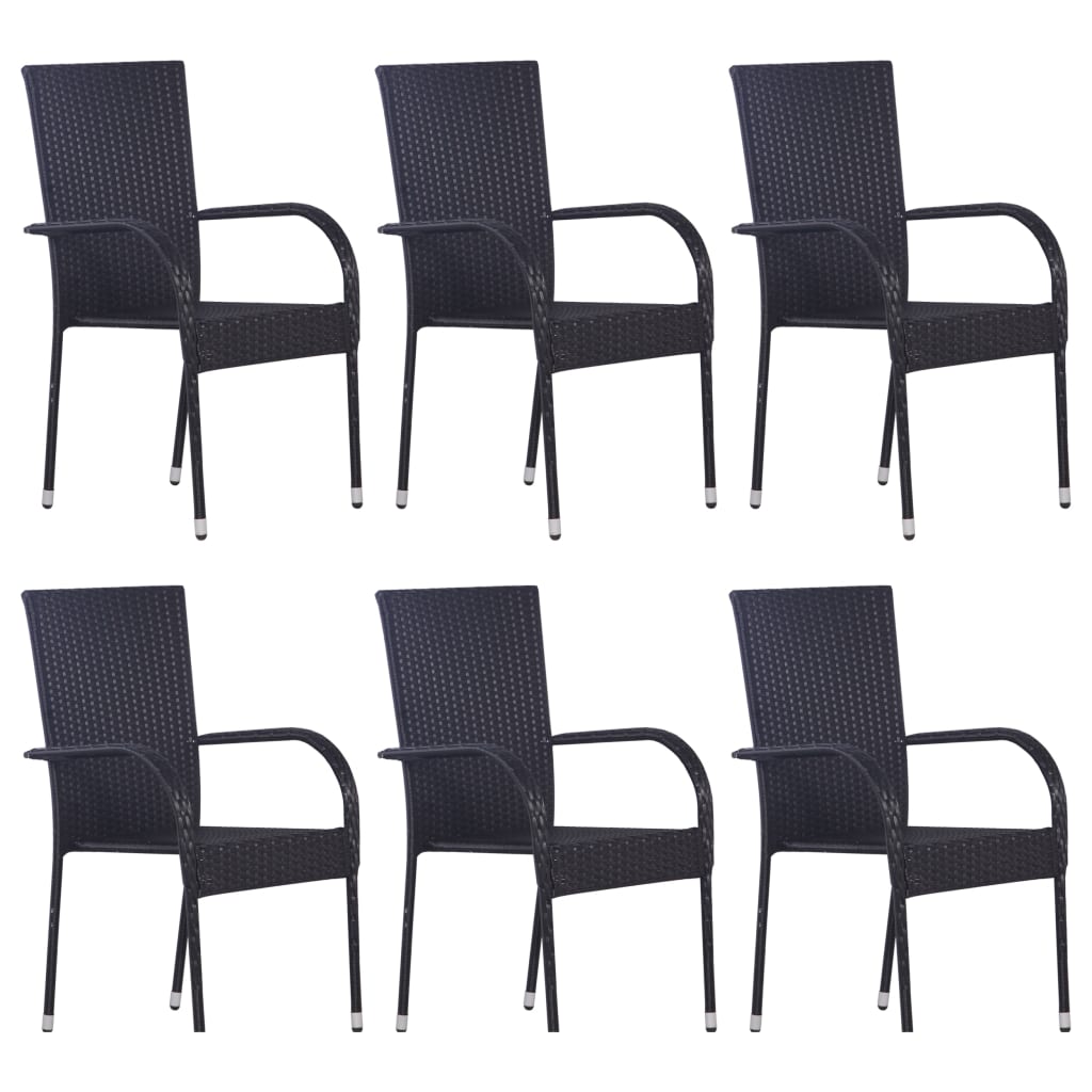

vidaXL 7-delige Tuinset poly rattan zwart