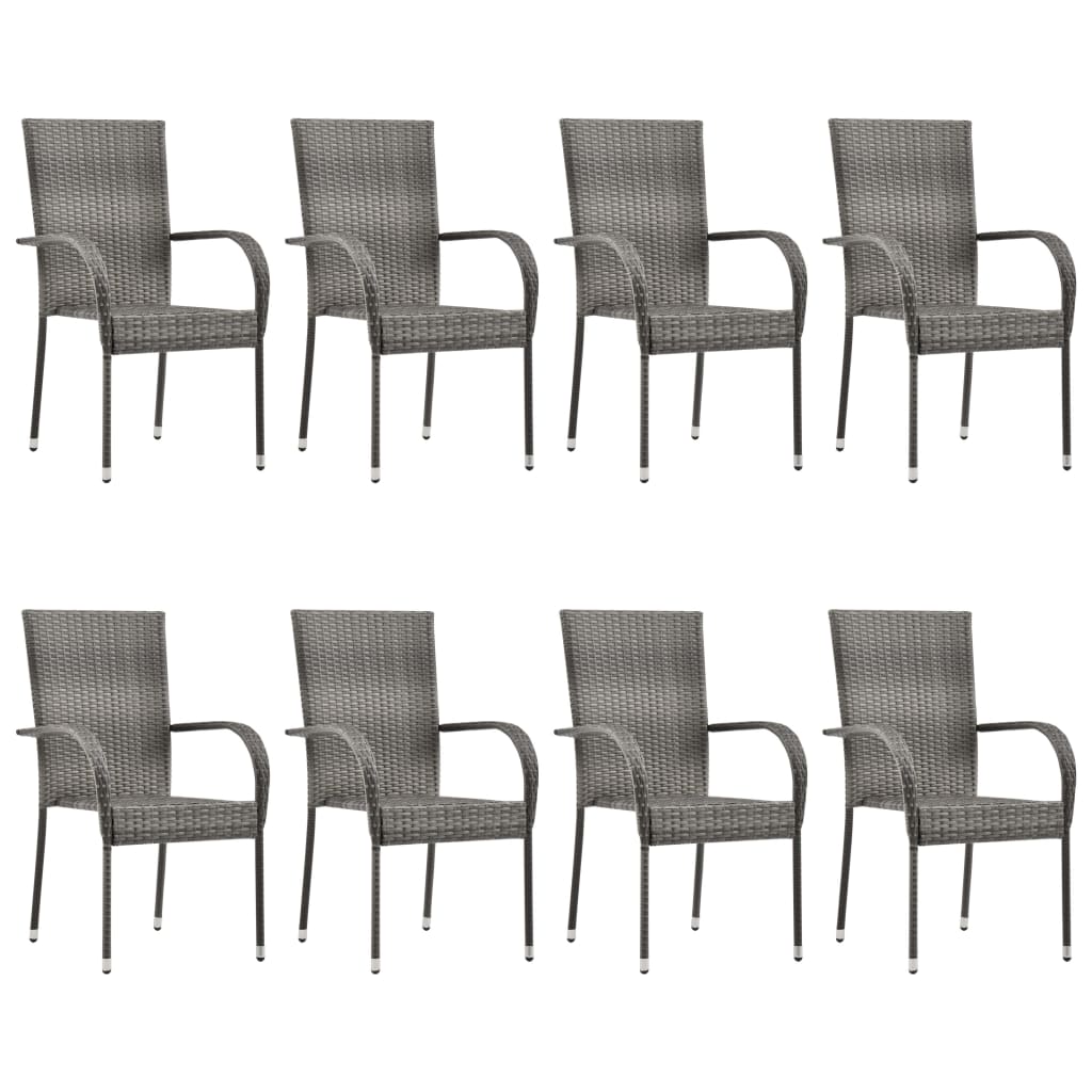 Vidaxl Set Mobilier De Gradina, 9 Piese, Gri, Poliratan