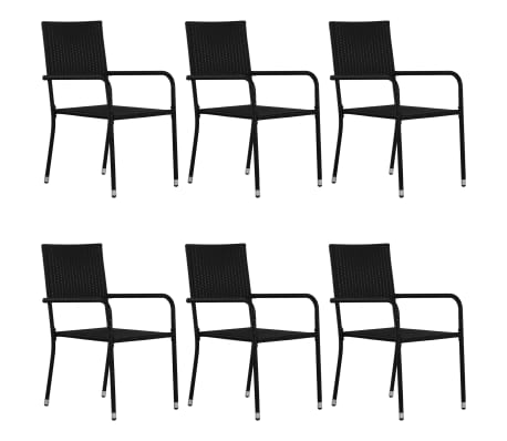 vidaXL 7 Parta Gar&eth;h&uacute;sgagnasett P&oacute;l&yacute;rattan Svart