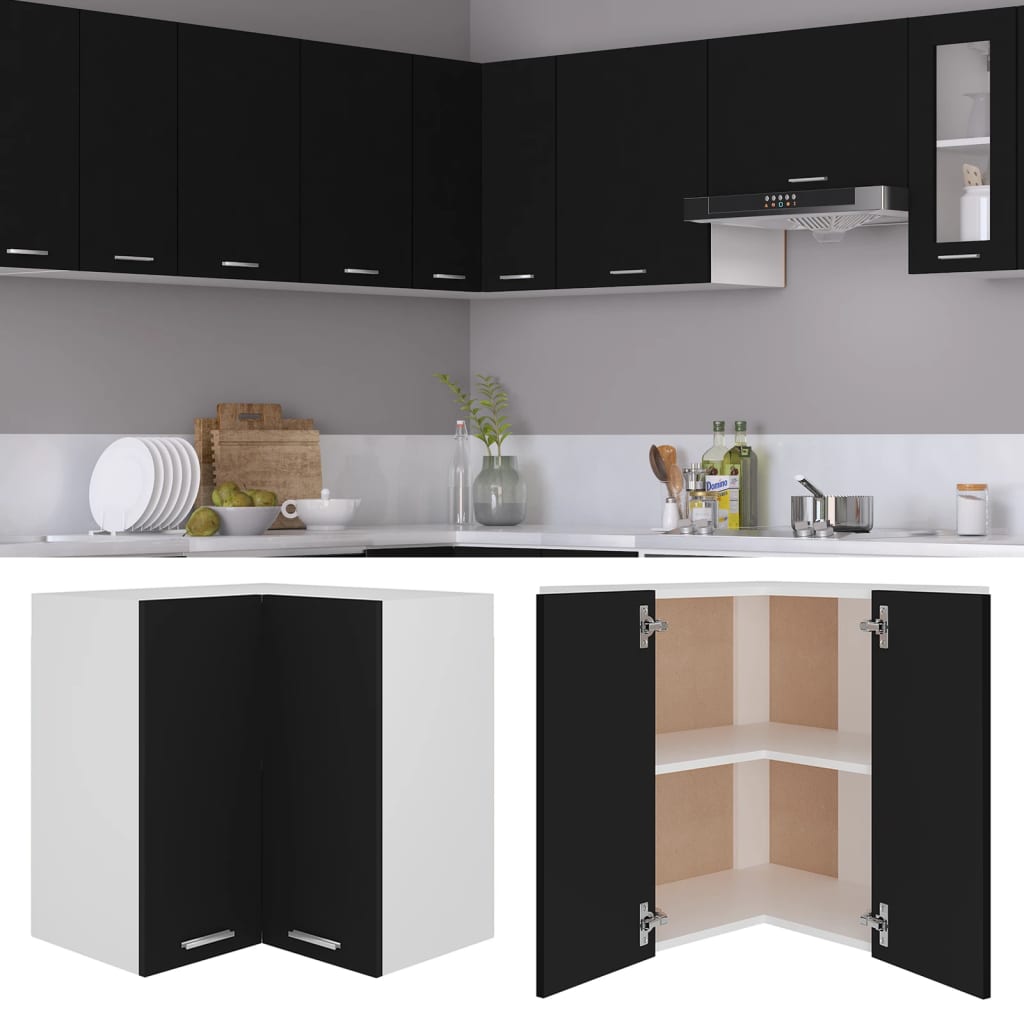 

vidaXL Hanghoekkast 57x57x60 cm spaanplaat zwart