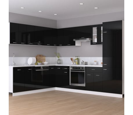 vidaXL Hanging Corner Cabinet Lyon High Gloss Black 57x57x60 cm Engineered Wood