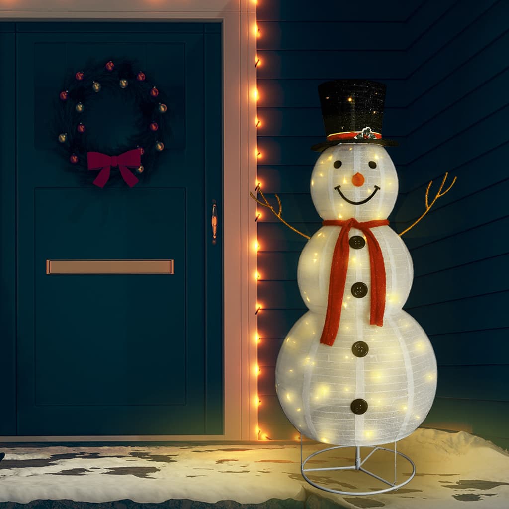 vidaXL LED-Schneemann Weihnachtsfigur Luxus-Stoff 180 cm