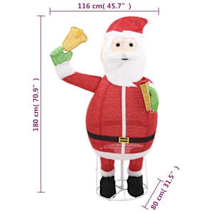 Dekorativní vánoční Santa Claus s LED luxusní tkanina 180 cm - obrázek 7