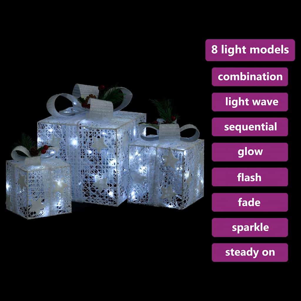 

vidaXL Kerstdecoratie geschenkdozen 3 st binnen/buiten zilverkleurig