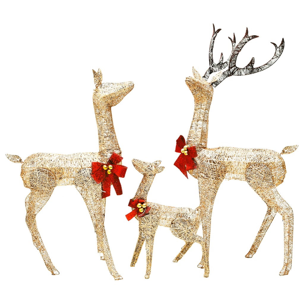 Image of vidaXL Reindeer Family Christmas Decoration Gold 201 LEDs