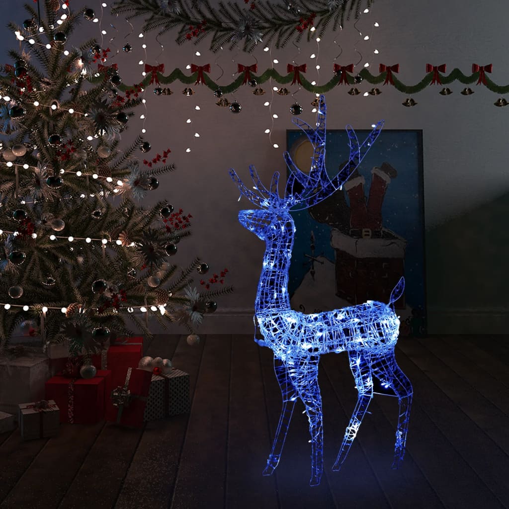 Vánoční dekorace akrylový sob 140 LED 120 cm modré světlo