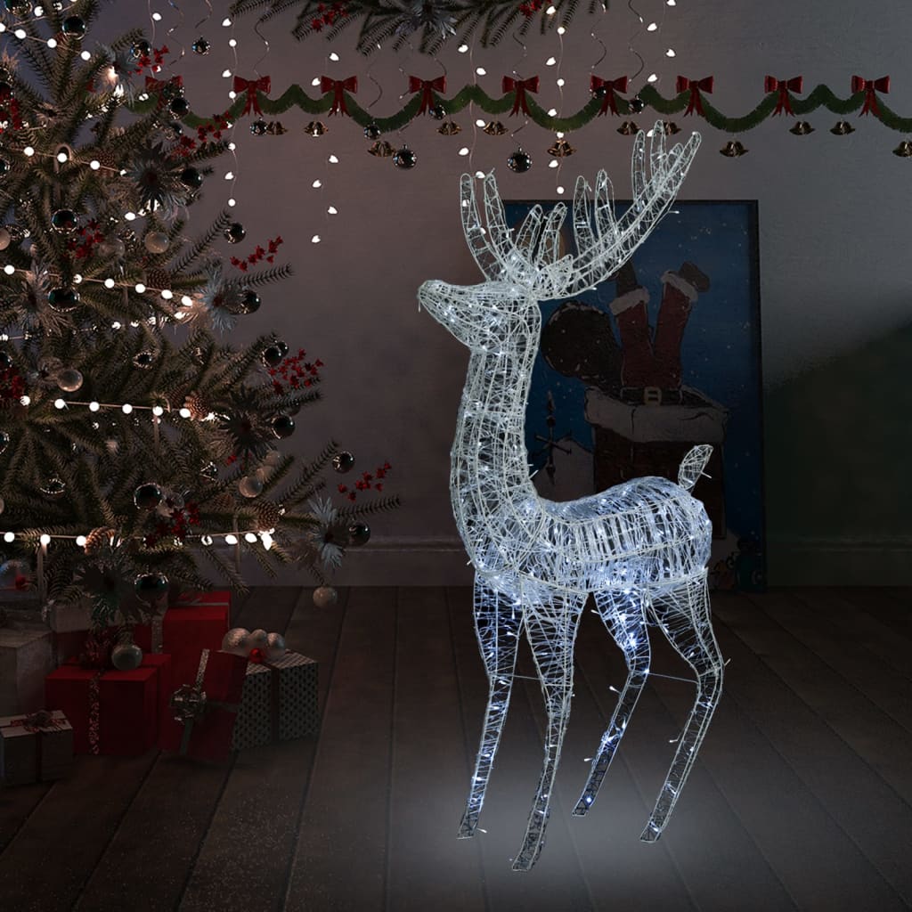 julerensdyr med 250 LED-lys 180 cm str. XXL akryl kold hvid