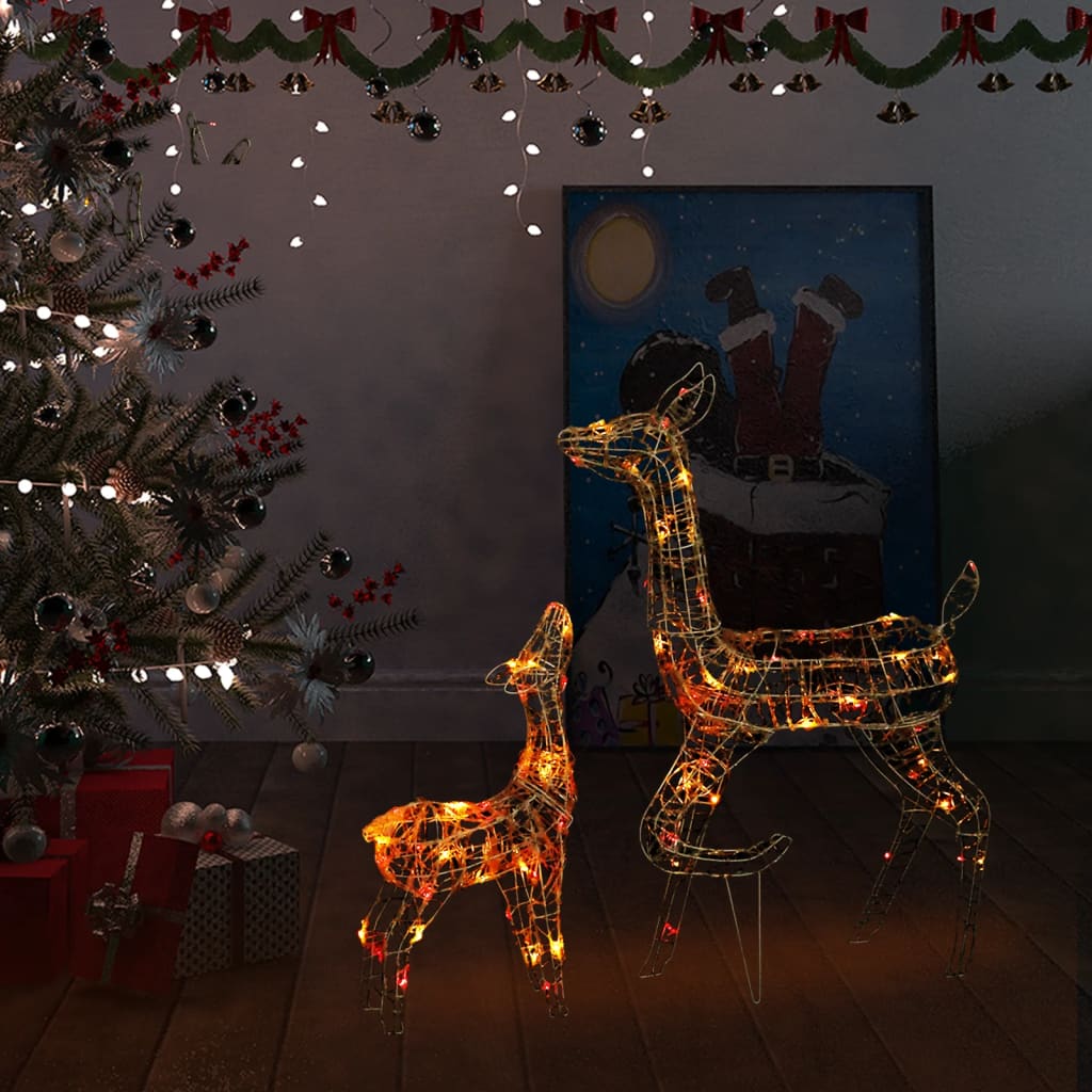 rensdyrfamilie juledekoration 160 LED'er akryl farverigt lys