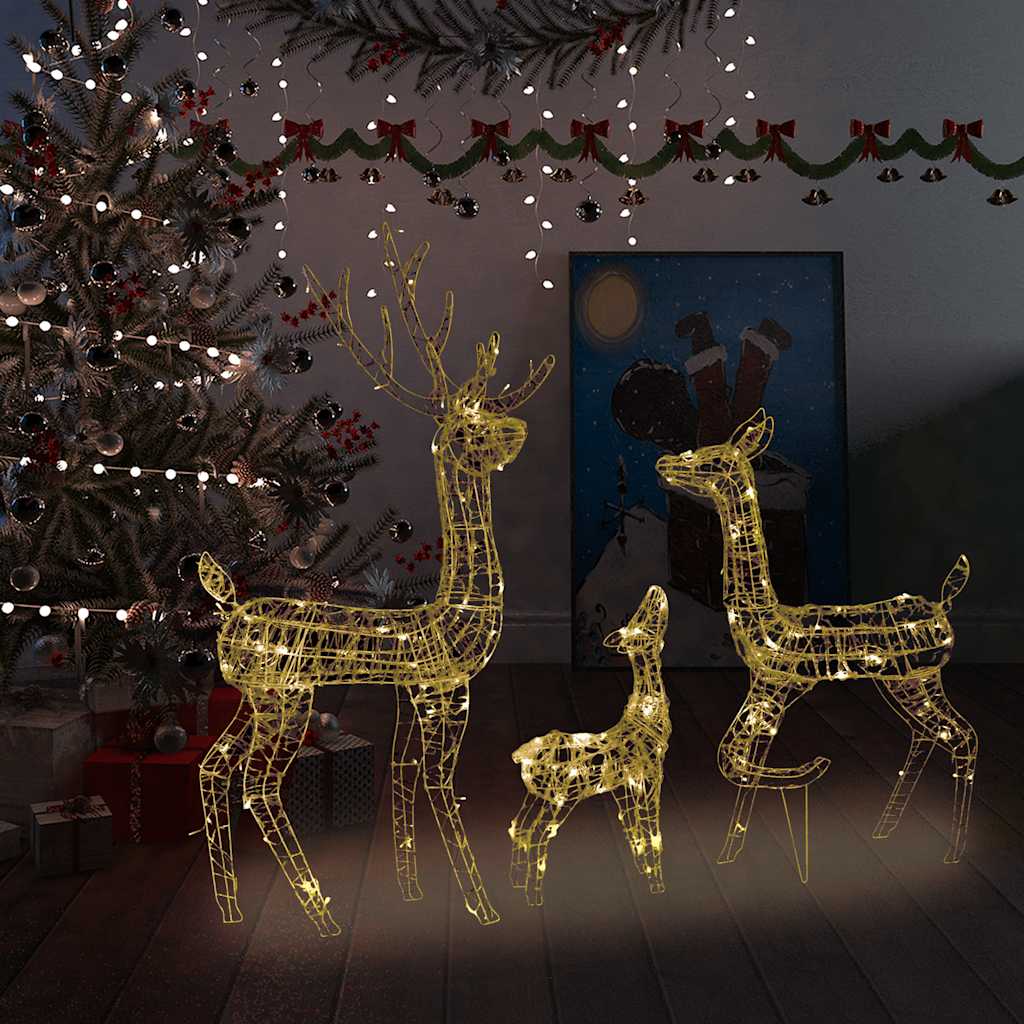 vidaXL LED-Rentier-Familie Weihnachtsdeko Acryl 300 LED Warmweiß