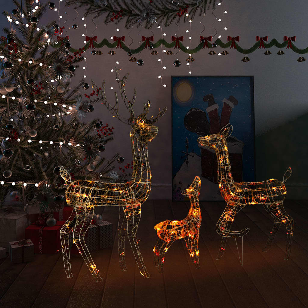 vidaXL Vánoční dekorace akrylová sobí rodinka 300 LED diod barevná