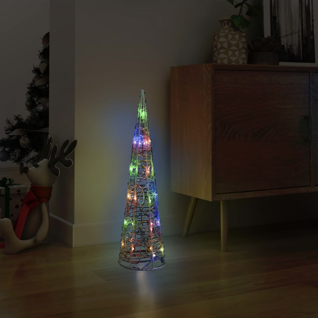 vidaXL LED-Kegel Acryl Weihnachtsdeko Pyramide Bunt 60 cm