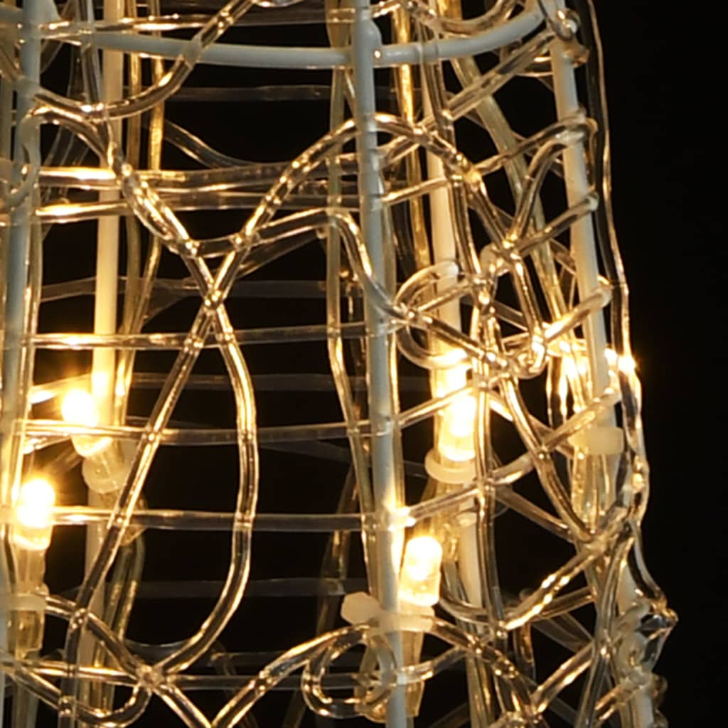 vidaXL Акрилна декоративна пирамида LED светещ конус топло бял 90 см