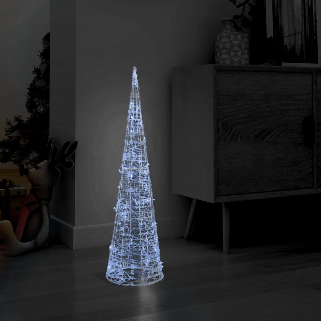 LED lampiņu dekorācija, akrils, piramīda, 90 cm, vēsi balta | Stepinfit.lv