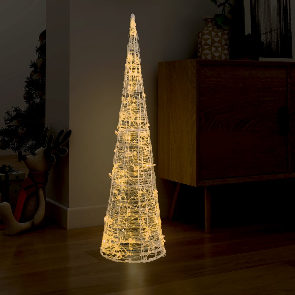 Akrilni ukrasni stožac s LED svjetlima topli bijeli 120 cm Božićna rasvjeta Naručite namještaj na deko.hr