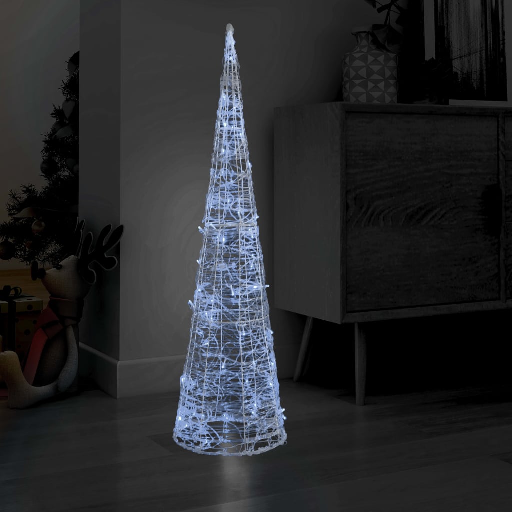 Piramidă decorativă con de lumini cu LED alb rece 120 cm acril