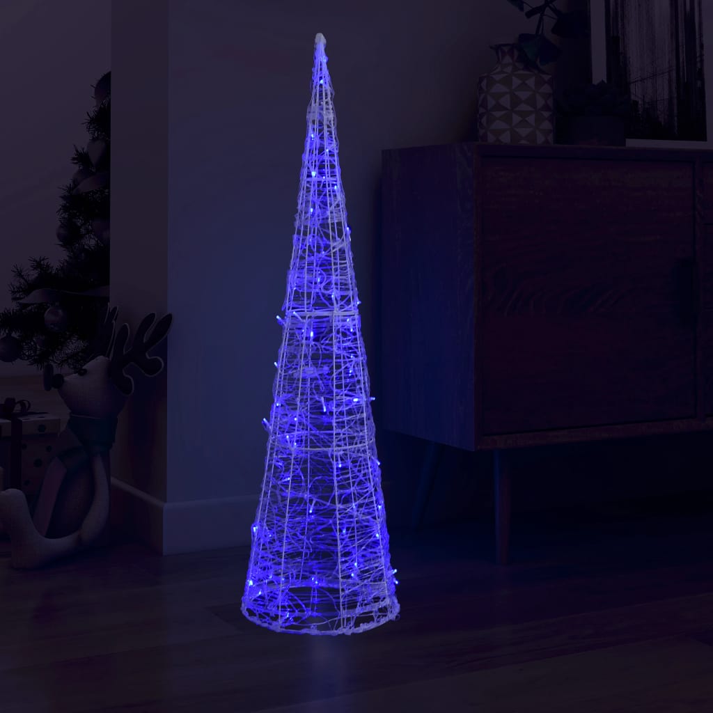 Akrylový dekorativní světelný LED kužel modrý 120 cm