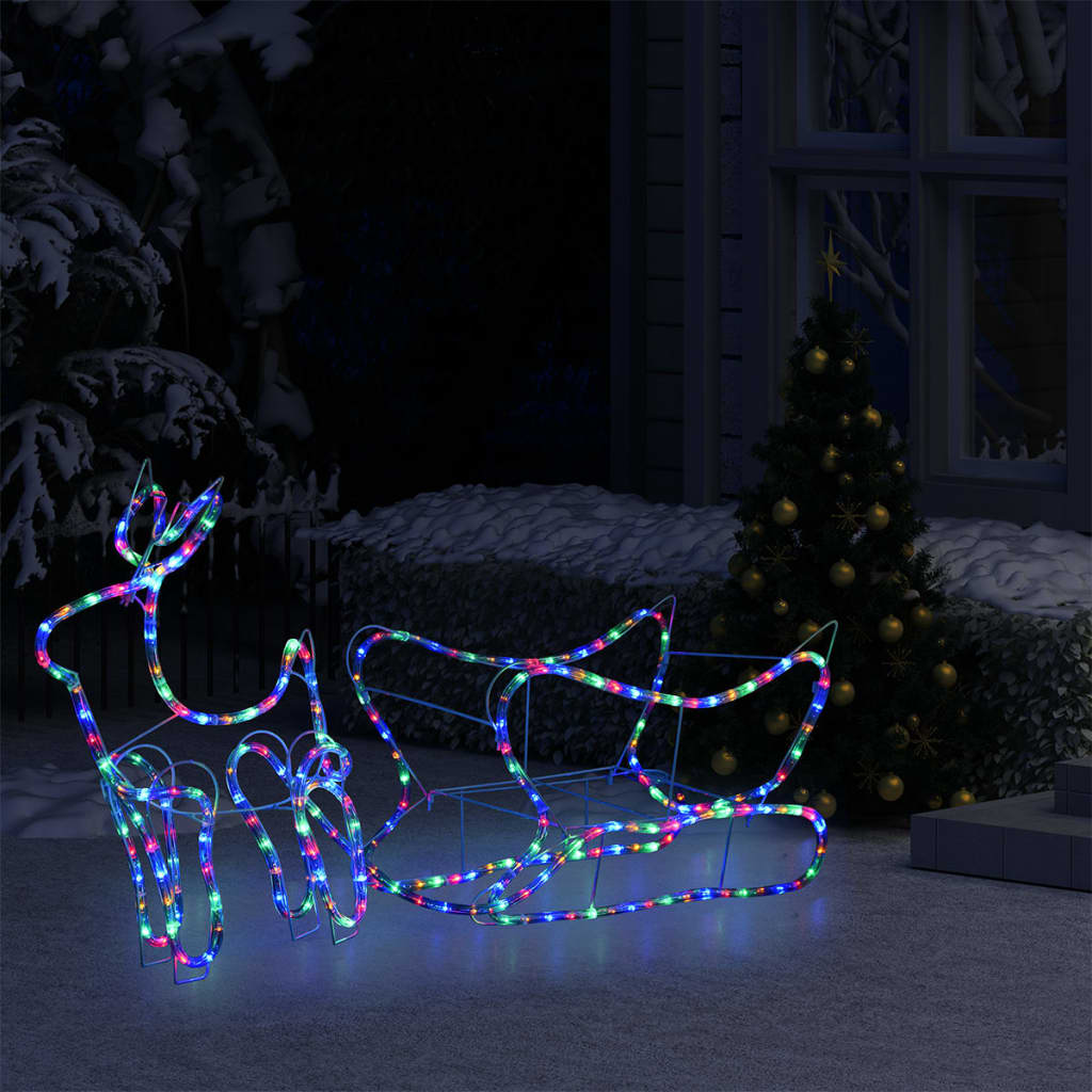 Thumbnail - vidaXL Weihnachtsdekoration Rentiere und Schlitten Outdoor 252 LEDs