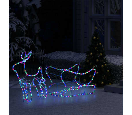 vidaXL Reinsdyr og slede julepynt utendørs 252 lysdioder