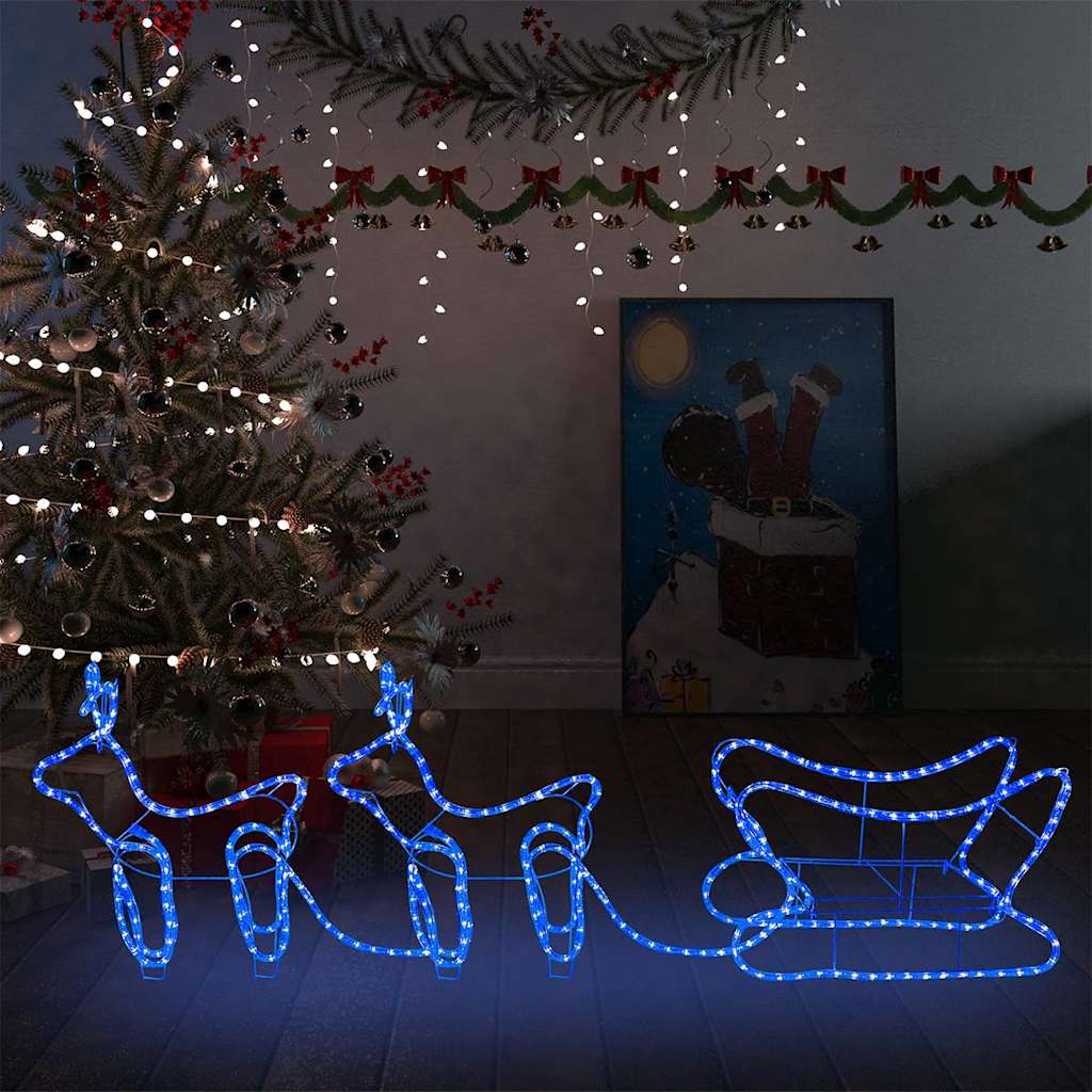 Rensdyr Og Kane Udendørs Juledekoration 252 LED'er - Blå / To rensdyr med kane