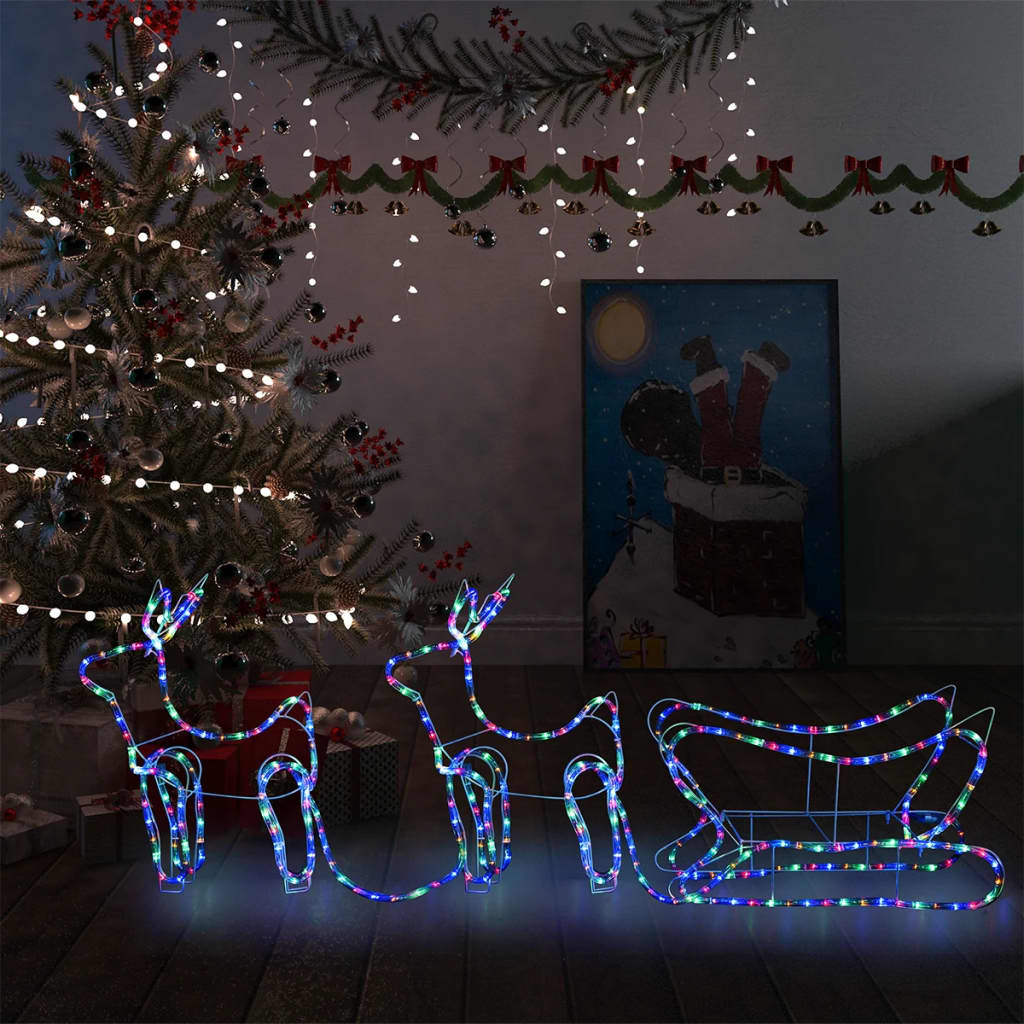 vidaXL Decorațiune de Crăciun cu reni și sanie, 576 LED-uri, exterior vidaxl.ro