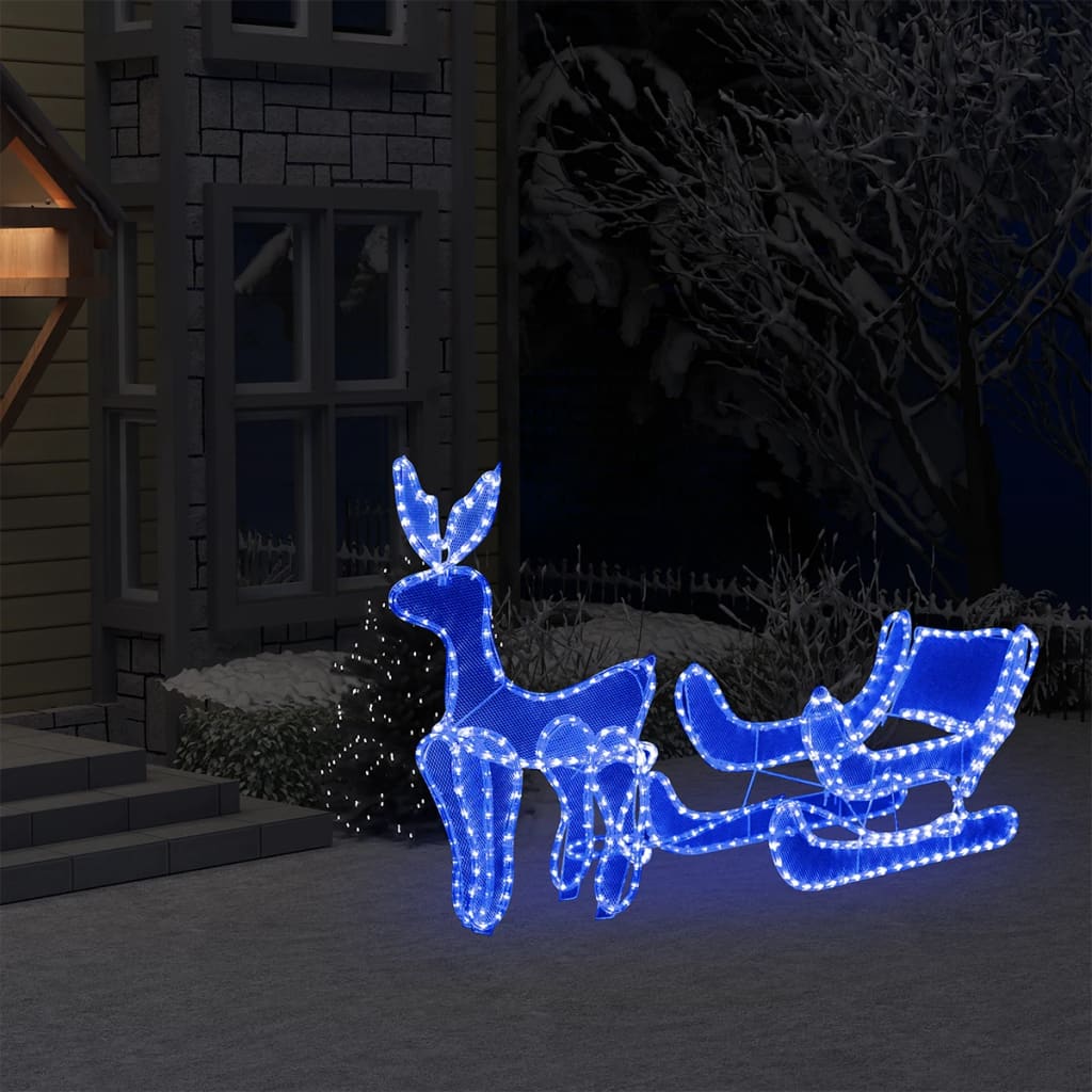 Petrashop  Vánoční světelná dekorace vyplétaný sob se sáněmi 432 LED diod