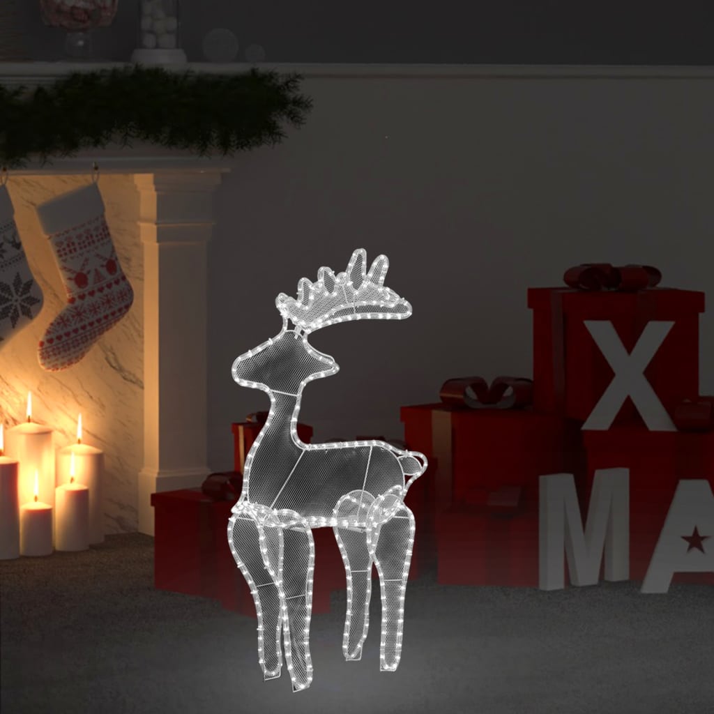 vidaXL Decorațiune de Crăciun ren, cu plasă, 306 LED-uri, 60x24x89 cm