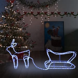 Vánoční dekorace sobi a sáně venkovní 252 LED diod - obrázek 1