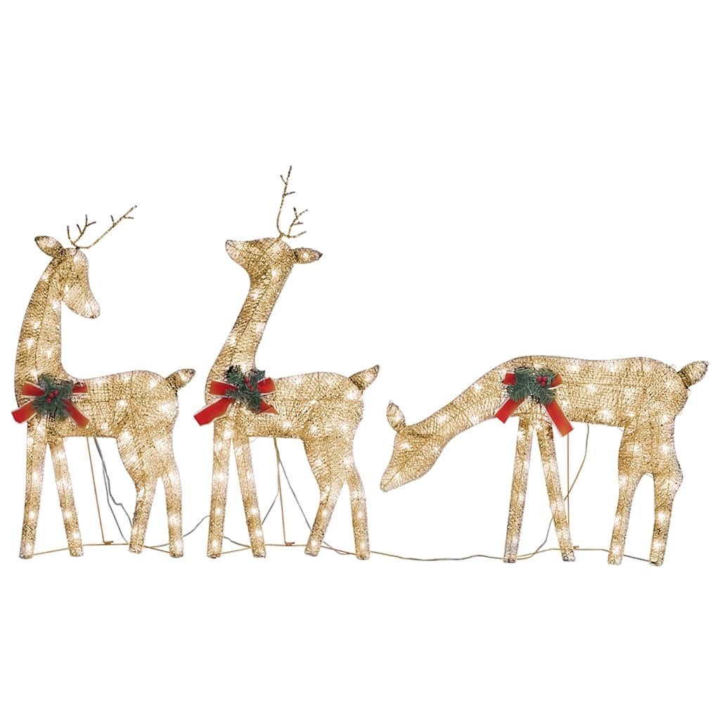 vidaXL Vianočná sobia rodinka 270x7x90cm zlatá, teplá biela, sieťovina