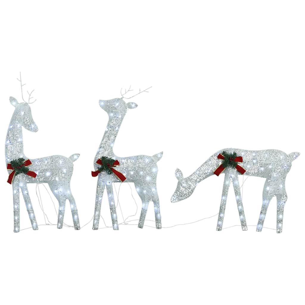

vidaXL Christmas Reindeer Family 106.3"x2.8"x35.4" White Cold White Mesh