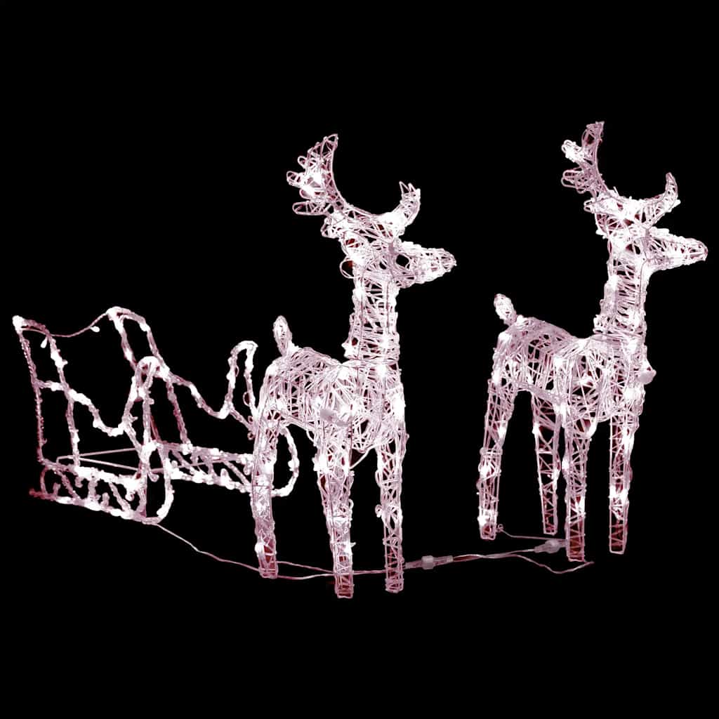 

vidaXL Reindeers & Sleigh Christmas Decoration 160 LEDs 51.2" Acrylic