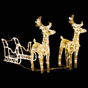 Vánoční sobi se sáněmi 160 LED diod 130 cm akryl - obrázek 2