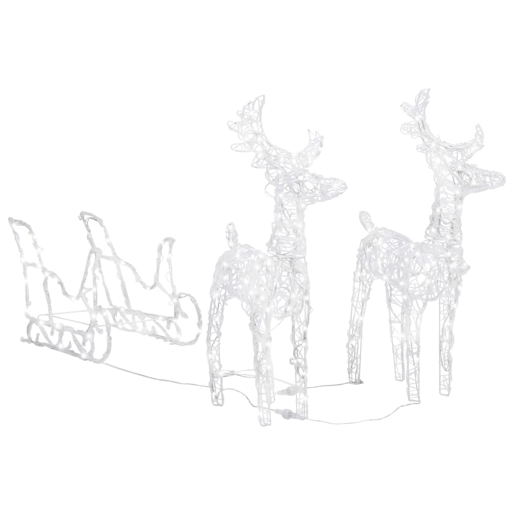 

vidaXL Reindeers & Sleigh Christmas Decoration 160 LEDs 51.2" Acrylic