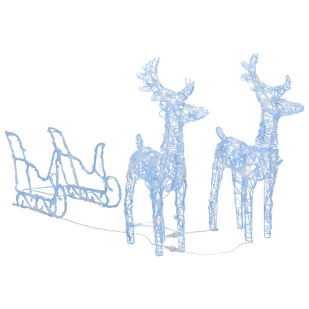

vidaXL Reindeers & Sleigh Christmas Decoration 160 LEDs 51.2" Acrylic