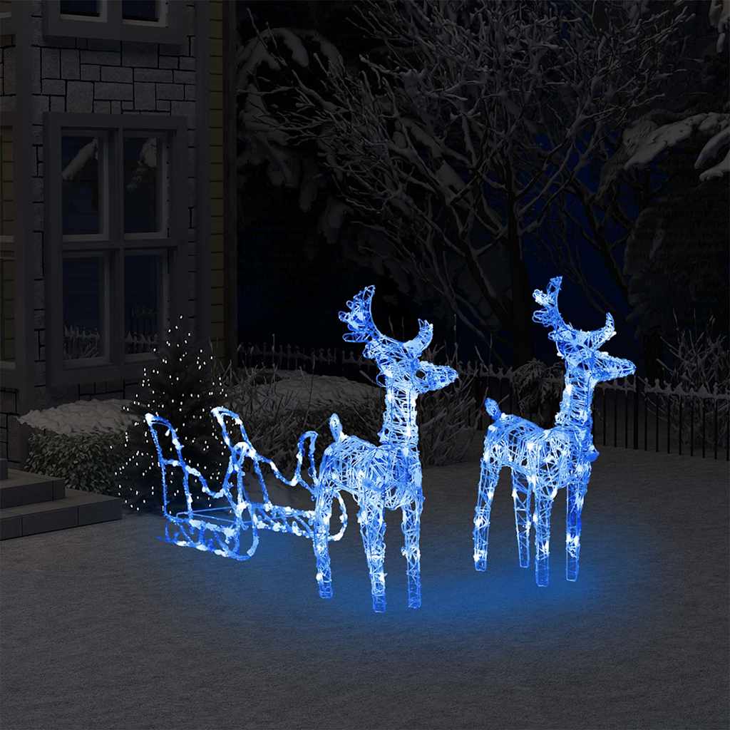 Rensdyr Og Kane Julefigur 160 LED'er Akryl - Blå / 43 x 11 x 55 cm (2 stk.)