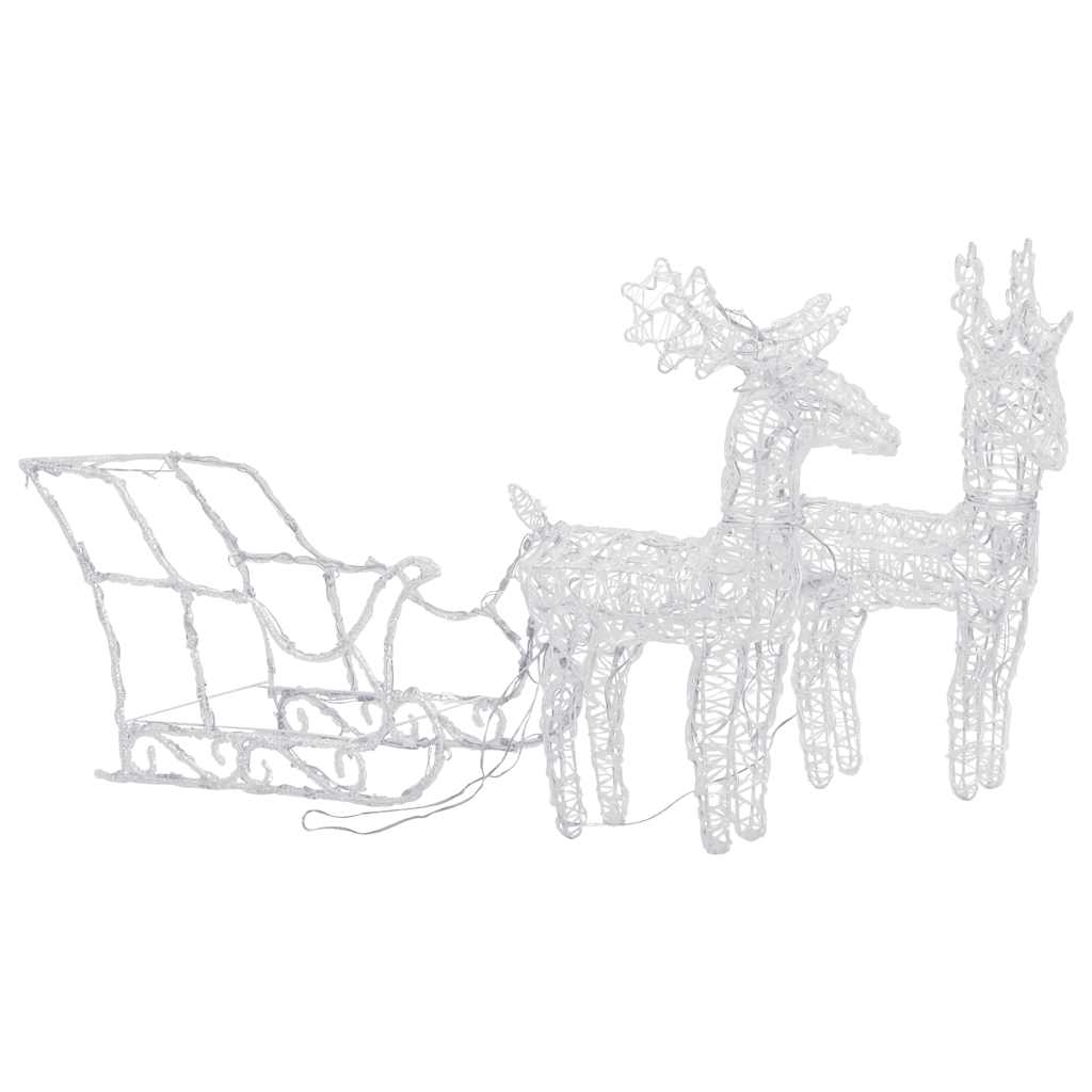 vidaXL Kerstversiering rendieren en slee 160 LED's 130 cm acryl afbeelding