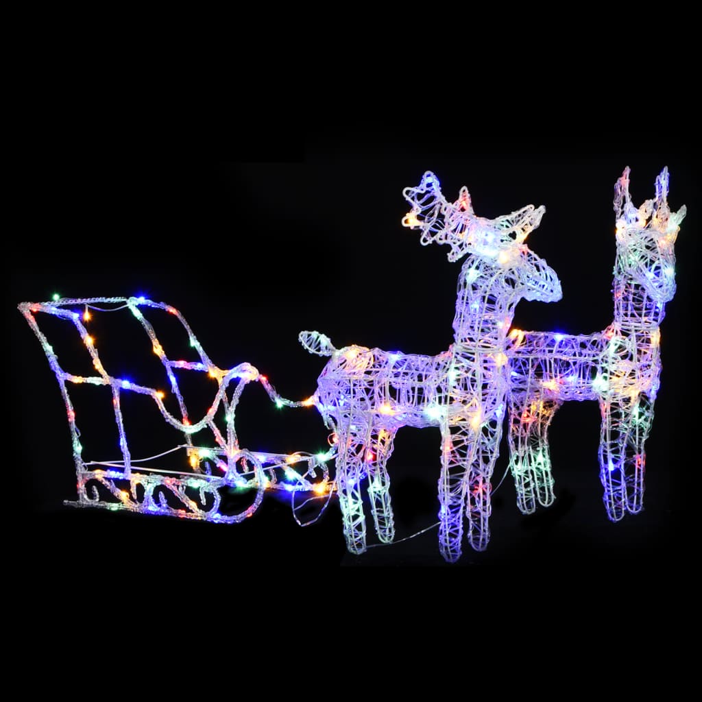 Rentiere mit Schlitten Beleuchtung Weihnachten LED Dekoration Draußen Winter