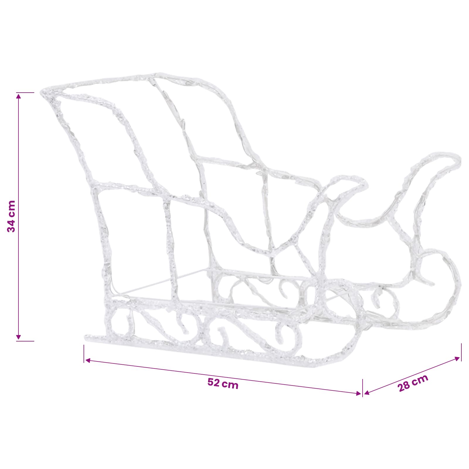 Reindeers & Sleigh Christmas Decoration 160 LEDs Acrylic size guide