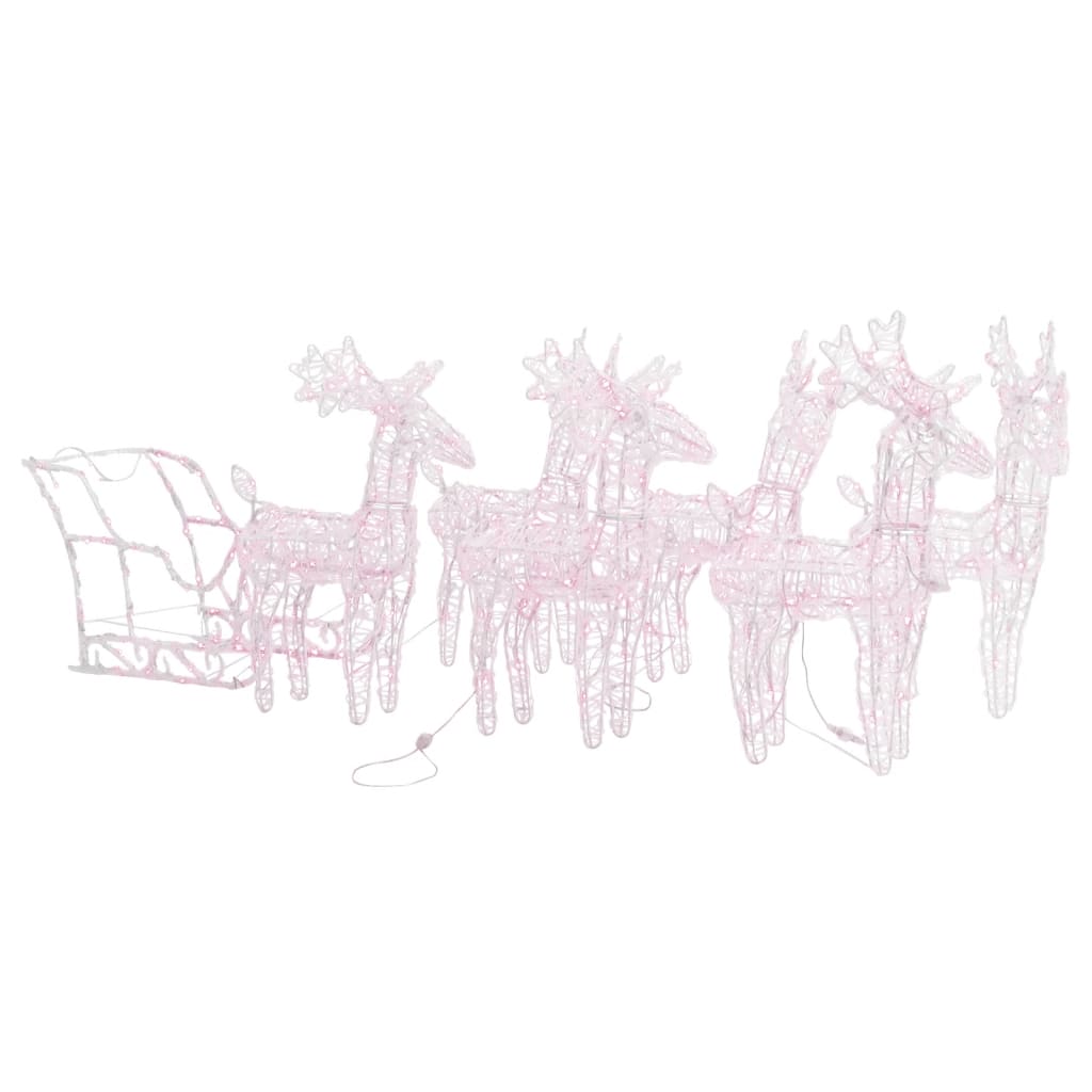 

vidaXL Reindeers & Sleigh Christmas Decoration 110.2"x11"x21.7" Acrylic